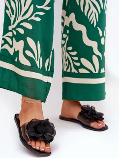 Transparentne Płaskie Klapki Damskie Ze Sztucznym Kwiatem Czarne Vobetta