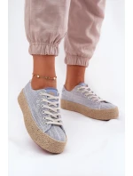 Trampki Damskie Na Platformie Z Plecionką Lee Cooper LCW-25-02-3283 Niebieskie