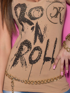 Sexy KouCla t-shirt "Rock n Roll" w. zip a. cuts