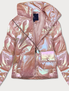 Ružová opalizujúca dámska bunda s taštičkou (AG3-07)