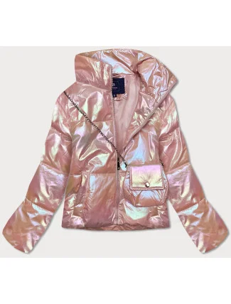 Ružová opalizujúca dámska bunda s taštičkou (AG3-07)