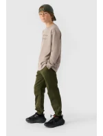 Chłopięce Spodnie Joggery Casual Gładkie 4F 4FJWMM00TTROM0812-43S Khaki