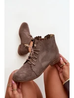 Semišové topánky na podpätku Dark Beige Zazoo Semišové topánky na podpätku Dark Beige Zazoo