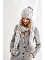 Zimná súprava: čiapka a šál, svetlo sivo-ružová