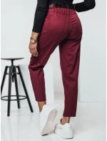 Dámske nohavice LEOCINCIN v jednej veľkosti s opaskom bordová FashionStreet UY2261 Dámske nohavice LEOCINCIN v jednej veľkosti s opaskom bordová FashionStreet UY2261