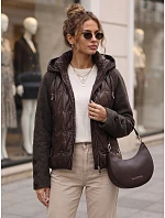 Dámska prešívaná bunda s odnímateľnou kapucňou, hnedá, FashionStreet TY5935