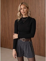 Dámska blúzka s volánmi a dlhými rukávmi, čierna, FashionStreet RY2938 Dámska blúzka s volánmi a dlhými rukávmi, čierna, FashionStreet RY2938