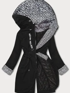Čierna dámska bunda parka s kapucňou (B8042-1026)