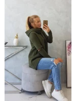 Zateplená mikina s dlhším chrbtom vo farbe khaki Zateplená mikina s dlhším chrbtom vo farbe khaki