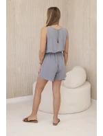 Krátky overal s ozdobnou čipkou sivý