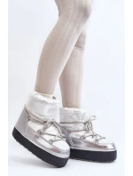 Damskie Śniegowce Z Wiązaniem Srebrne Toolsa