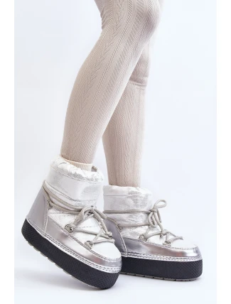 Damskie Śniegowce Z Wiązaniem Srebrne Toolsa