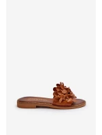 Zazoo 40381 Dámske kožené žabky s plochou podrážkou Brown Zazoo 40381 Dámske kožené žabky s plochou podrážkou Brown
