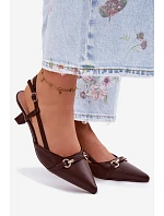 Dámské sandály na podpatku se špičatými špičkami Hnědé Felessa