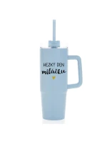 HEZKÝ DEN MILÁČKU - světle modrý cestovní termohrnek s průhledným víčkem 900 ml
