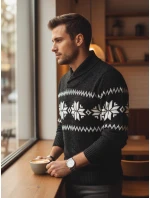 Pánsky čierny sveter FashionStreet WX2268