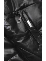 Čierna lesklá dámska bunda (B9751)