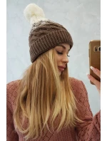 Fleecová čiapka Ilona K218 cappuccino+ecru