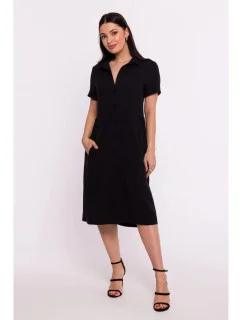 Košeľové šaty B282 čierne - BeWear