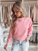 Dámska blúzka s dlhými rukávmi a motýlikom CRYSTALIA pink FashionStreet RY2768