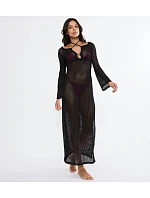 Plážové MyWear háčkované dlhé šaty LSL - BLACK - TRIUMPH BLACK - TRIUMPH Plážové MyWear háčkované dlhé šaty LSL - BLACK - TRIUMPH BLACK - TRIUMPH