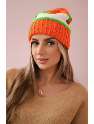 Kinga dámska čiapka K297 oranžová+zelená neón+biela Kinga dámska čiapka K297 oranžová+zelená neón+biela