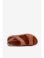 Dámske kožené sandále na platforme s prackou Maciejka L4495-29 Brown
