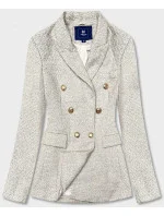 Dvojradové sako vo farbe ecru s gombíkmi (AG3-1981) Dvojradové sako vo farbe ecru s gombíkmi (AG3-1981)