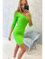 Šaty s gombíkovým výstrihom svetlo zelené