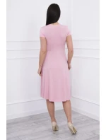 Šaty s prestrihom, krátke rukávy, púdrovo ružové