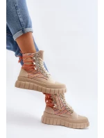 Wysokie Trampki Damskie Na Masywnej Platformie Beżowe Kernia