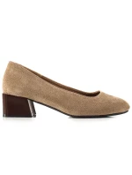 Moderné hnedé lodičky pre ženy na širokom podpätku Moderné hnedé lodičky pre ženy na širokom podpätku