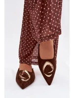 Dámské pantofle Mule s ozdobným zlatým detailem Čokoládové Galvella