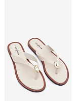 Dámské ploché žabky se zlatým detailem Světle béžové Tella