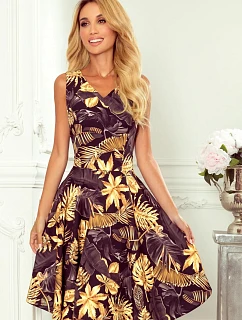 Dámske rozšírené šaty 114-13 čierno-žlté - Numoco