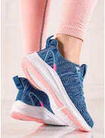 Praktické dámske tenisky modré bez podpätku