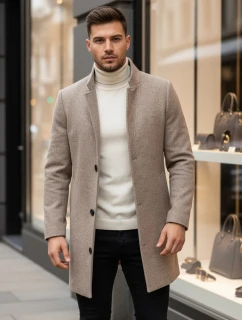 Pánsky jednoradový kabát hnedý FashionStreet CX0442