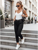 Dámske nohavice slim fit s opaskom TAIRONIK, čierne, FashionStreet UY2721 Dámske nohavice slim fit s opaskom TAIRONIK, čierne, FashionStreet UY2721