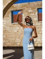 M843 Džínsové midi šaty - svetlomodré