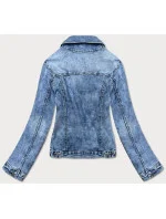 Svetlomodrá dámska džínsová bunda s golierom (GD8631-K)