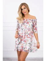 Španielske šaty s kvetinovým motívom ecru