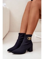 Dámske topánky na podpätku so zlatými detailmi Zazoo 3128 Black