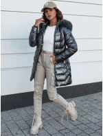 Dámska zimná prešívaná bunda s kapucňou SHINE sivá FashionStreet TY4564