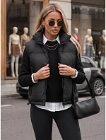 Dámska prešívaná, zateplená, krátka čierna vesta FashionStreet TY5970