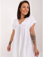 Biele bavlnené predĺžené šaty (6873)