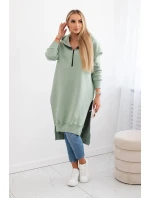 Zateplená mikina s bočnými otvormi tmavá mentolová Zateplená mikina s bočnými otvormi tmavá mentolová