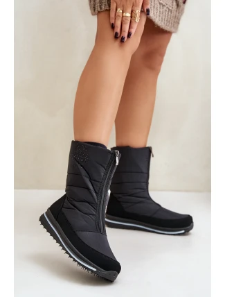 Damskie Śniegowce Z Suwakiem Progress PROGJ-22-130 Czarne