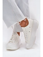Trampki Damskie Z Haftem Na Platformie Lee Cooper LCW-25-31-3465L Białe