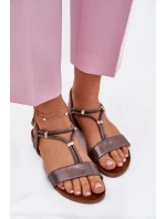 Damskie Płaskie Sandały Z Paskami S.Barski KV51-120 Grafitowe