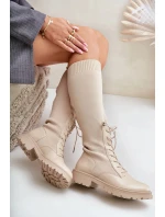 Dámske čižmy s ponožkovým zvrškom 68129 Light beige - CM Paris Dámske čižmy s ponožkovým zvrškom 68129 Light beige - CM Paris